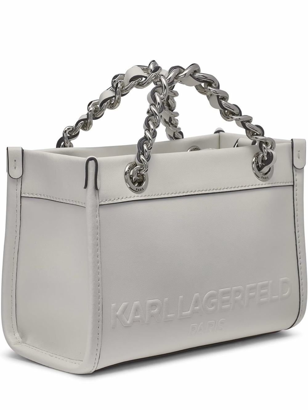 KARL LAGERFELD Cream Leather Chain-Handle Crossbody Bag